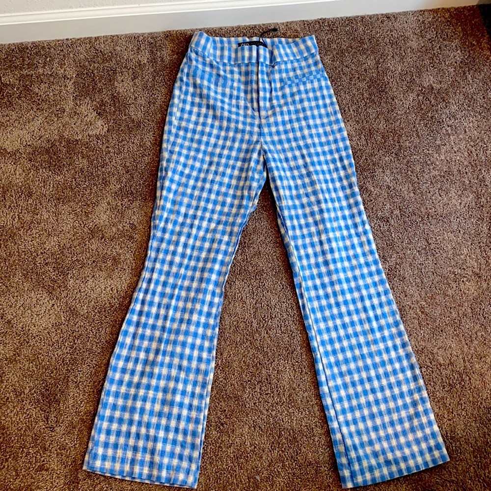 Blue Gingham Zara Pants